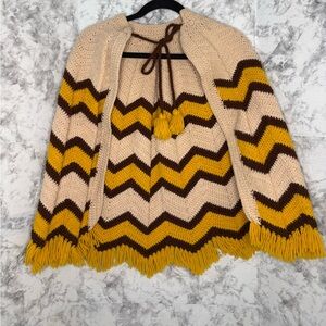Vintage Handmade Crochet Chevron Poncho